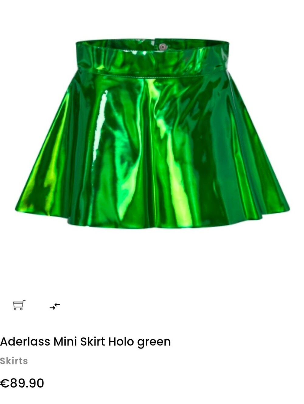 NWT. Mini Skater Metallic Holo Green Skirt. Raver. Size Medium
